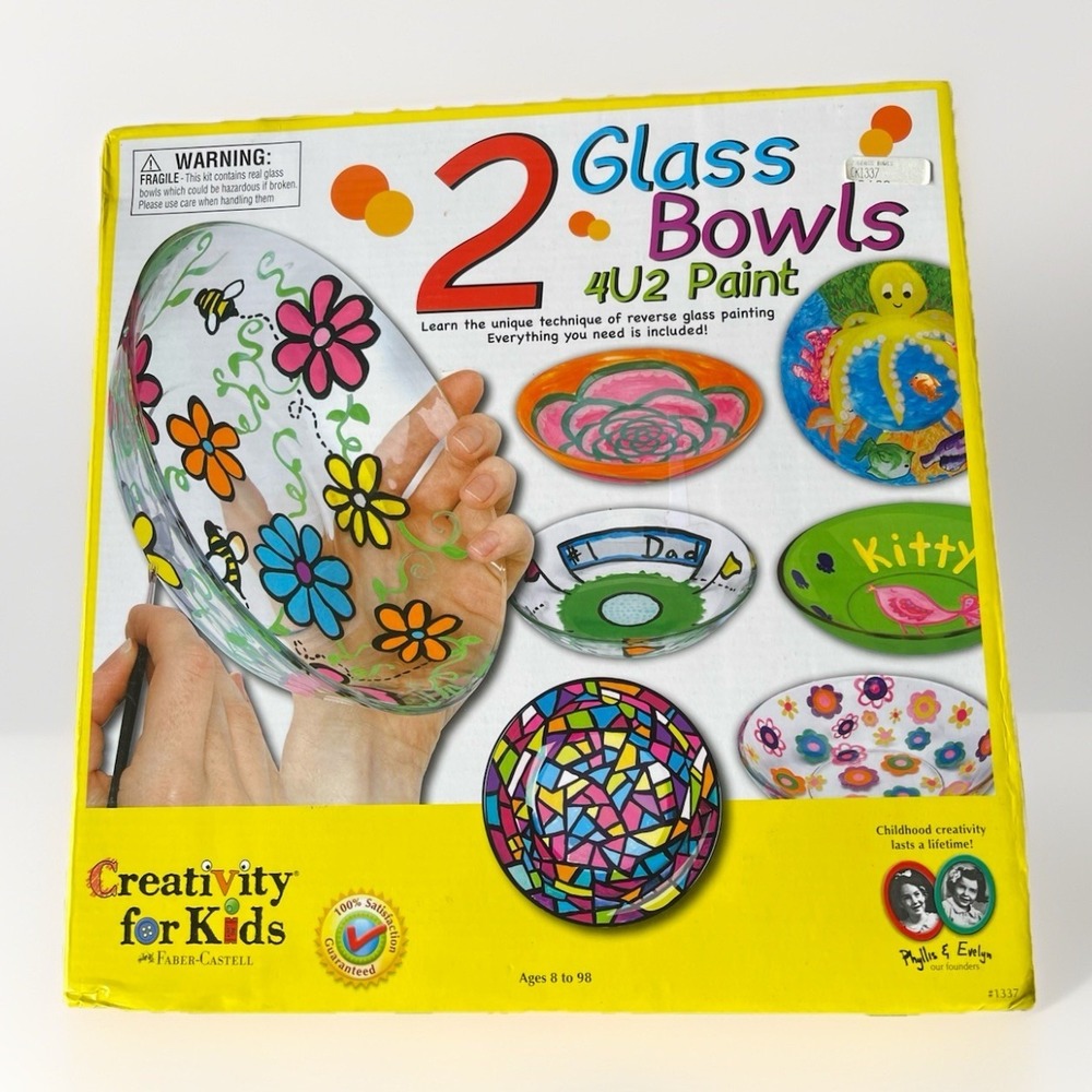Creativity for Kids Craft Set Make Two Glass Bowls 4U2 Paint Age 8+ New Sealed‎